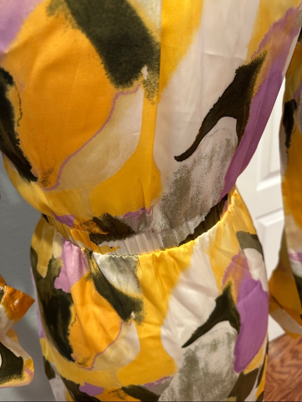 French Connection Sz XS Yellow, Olive & Lilac Abstract Button-Front Dress • NWT! - Picture 8 of 12